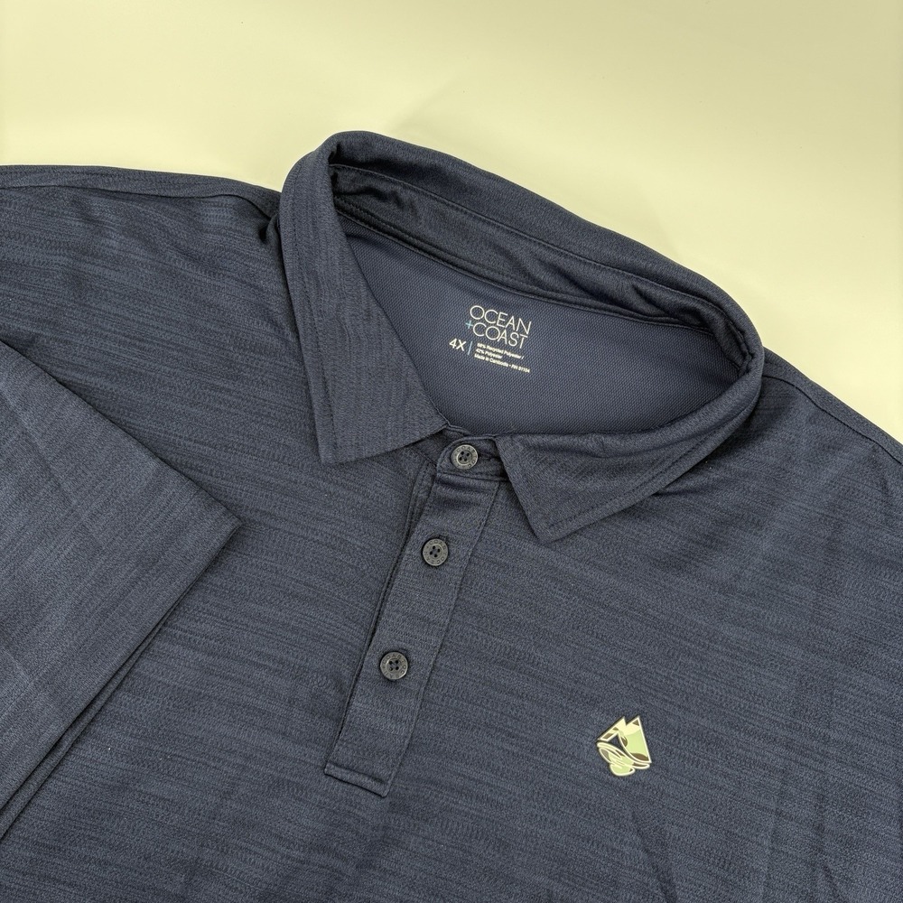 Ocean & Coast Wicking Men's 4XL  Blue Polo Mens Large‎ Short Sleeve Shirt Fish